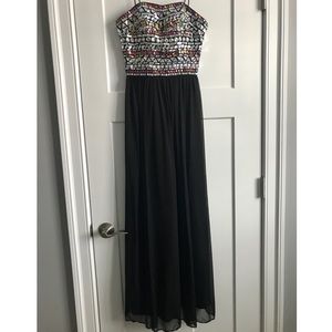Black with rhinestone beading prom dress